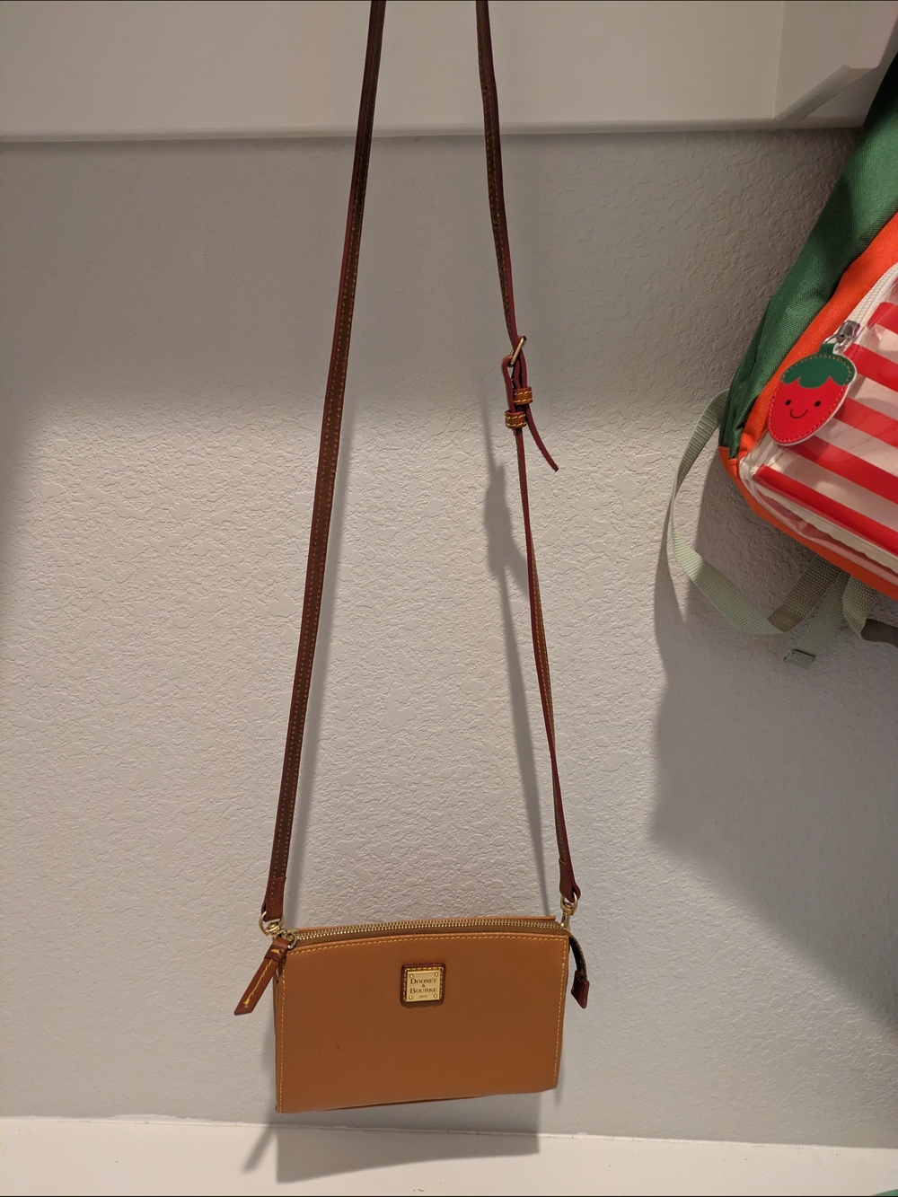 Dooney & Bourke Cognac Leather Crossbody with Adjustable Strap